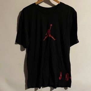 Air Jordan Black Tee with Red Iconic Logo